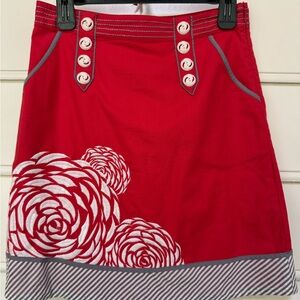 Floreat Red and Black A-Line Mini Skirt for Casual Occasions